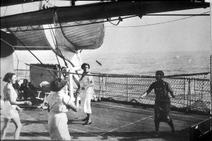 On board SS "Jervis Bay", playing deck quoits - Off NSW...