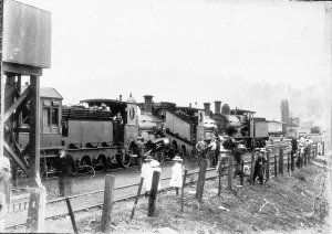 Railway accident involving three engines. (Ref: Aust. R...