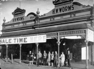 Sale time at H.W. Worms' store - Singleton, NSW