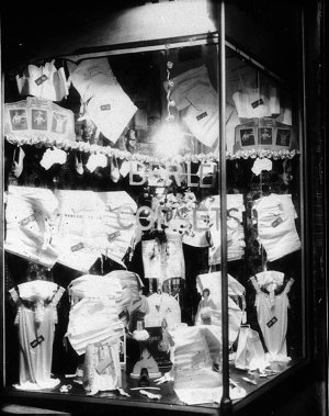 Berlei corset window display in Barsby's shop - Kempsey...