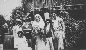 Mock-wedding in pantomime costume. Photo taken whilst o...