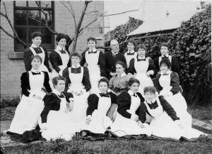 Group of nurses outside a hospital - Kew, VIC