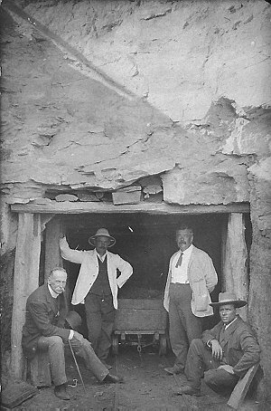 Muswellbrook Coal Mine. Men outside the Muswellbrook No...