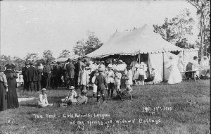 Girls' Patriotic League tea tent at the opening of the ...