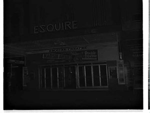 Exterior of Esquire Theatre, 1961, advertising the film...