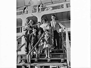Mr. and Mrs. P.V. Clark and children arrive in Sydney o...