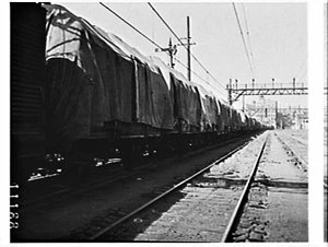Goods trains loaded with wool, Darling Harbour