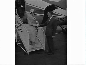 Miss Wagga Wagga 1960, Nola Jackson, is greeted on arri...
