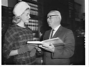 Miss Wagga Wagga 1961, Miss Armitage, with Premier Heffron in his office