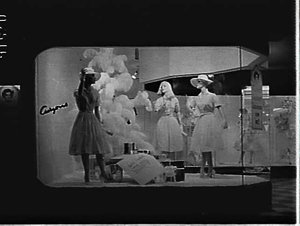 ICI terylene women's dresses display in Curzons window