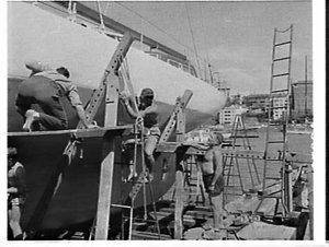 Preparations for the 1959 Sydney-Hobart Yacht Race