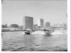 Police launches at speed, Circular Quay
