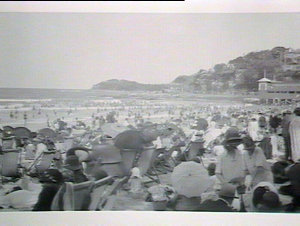 (MM). Beach scene at Manly showing the pier