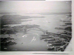 (MM) Looking east from Walsh Bay over Sydney Harbour to...