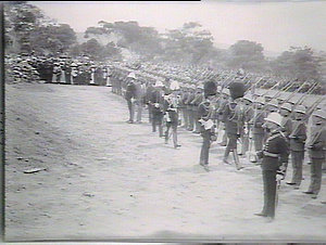 Governor General Denman inspecting the guard of honour