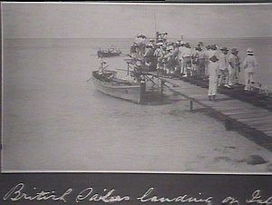 British sailors landing on island