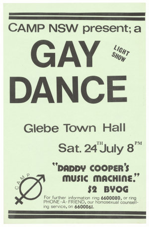 CAMP NSW present a Gay Dance, light show : Glebe Town H...