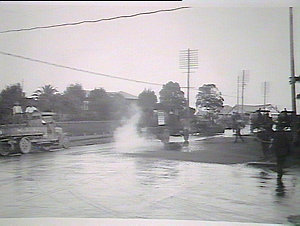Liverpool Road - showing tar sprayer at work