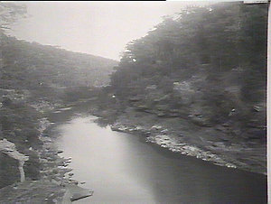 Warragamba River showing site of proposed dam