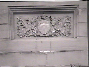 Coats of Arms carved on stone outside Government House