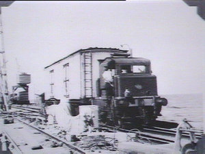 Petrol locomotives of North Coast S.N. Co. Ltd at Byron...