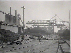 Broken Hill Steel Works unloading iron-ore