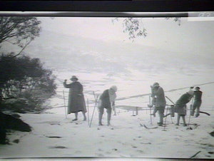 Skiers taking a rest, Charlotte's Pass
