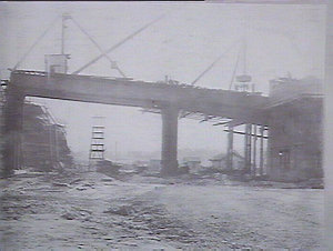 Construction of bridge to upper roadway No. 60 jetty, J...