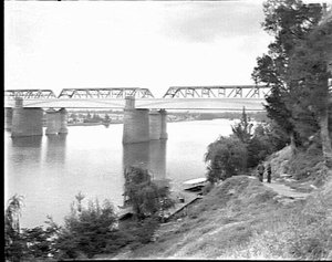 Nepean River Bridge showing bank over right