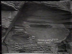 Blackfellow's hand impressions on solid rock