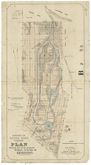 Plan shewing site of the proposed model suburb of Kensi...