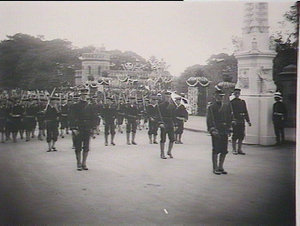American sailors in procession, Macquarie Street