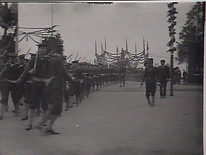 American sailors in procession