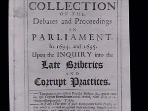 Title page of Parliamentary proceedings 1694-5