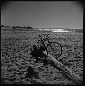 File 05: Toowoon Bay, bike on beach, G.Z. [George Zephi...