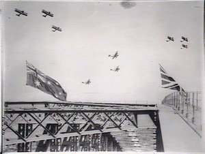 Sydney Harbour Bridge Celebrations - aeroplane flying o...