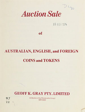 Auction sale of Australian, English, and foreign coins ...