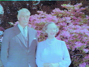 Sir Roden & Lady Cutler in the grounds of Government House