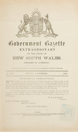Government gazette extraordinary of the State of New So...