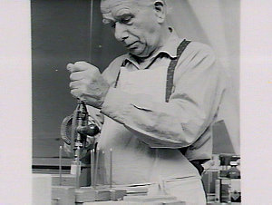 Handicapped men at carpentry class in Redfern workshop