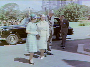 Arrival of H.M the Queen and the Duke of Edinburgh at G...