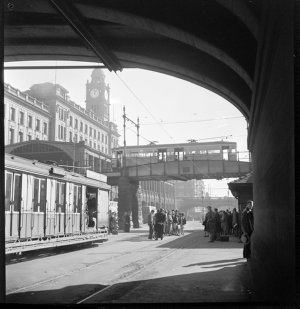 File 11: Central Station, bridge and trams, [1939] / ph...