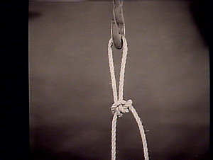 Shot of rope for various safety knots for riggers
