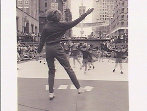 Education Week physical exercise display in Martin Place