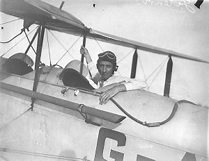 Airman Goya Henry in his DH 60 Cirrus Moth G-AUAH, afte...