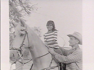 Aboriginal children horseriding, Smoky Dawson's ranch