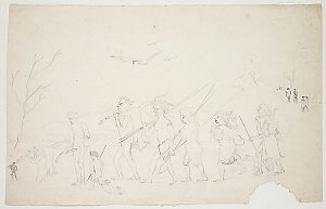 [Drawings of Australian Aborigines and objects of material culture, ca. 1844-1864 / attributed to William Anderson Cawthorne]