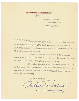 Ben Huebsch - Letter, 28 May 1940, received from Patric...
