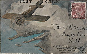Sir Hudson Fysh - postcard: Capt. H. Butler by monoplan...