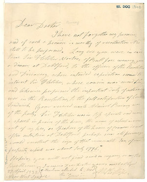 Dr Burney - letter received from Molesworth Phillips, 2...